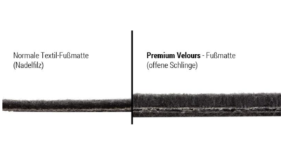 Audi-TextilFussmatten5.png Fußmatten PREMIUM Velours passend für VW Passat/Passat Variant ab 2005 (3C/B6/B7)